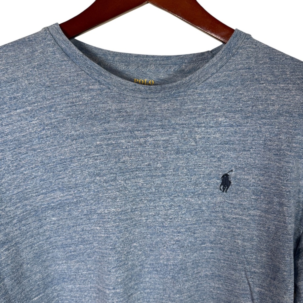 Polo Ralph Lauren Mens TShirt Crew Neck Long Sleeve Top Blue‎ Size Medium Preppy